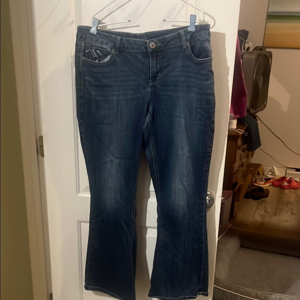 Maurices Blue Flare Wide Leg Jeans